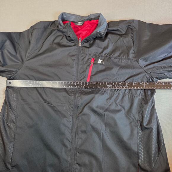 Starter Lightweight Windbreaker Jacket Gray Red Mesh L 42-44 Full Zip - Picture 11 of 14